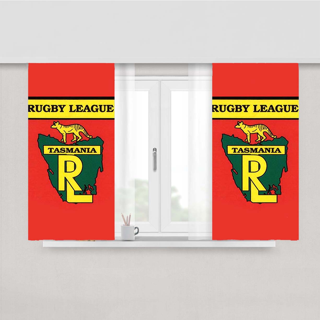 Rugby League Tasmania Red Peach Skin Window Curtains