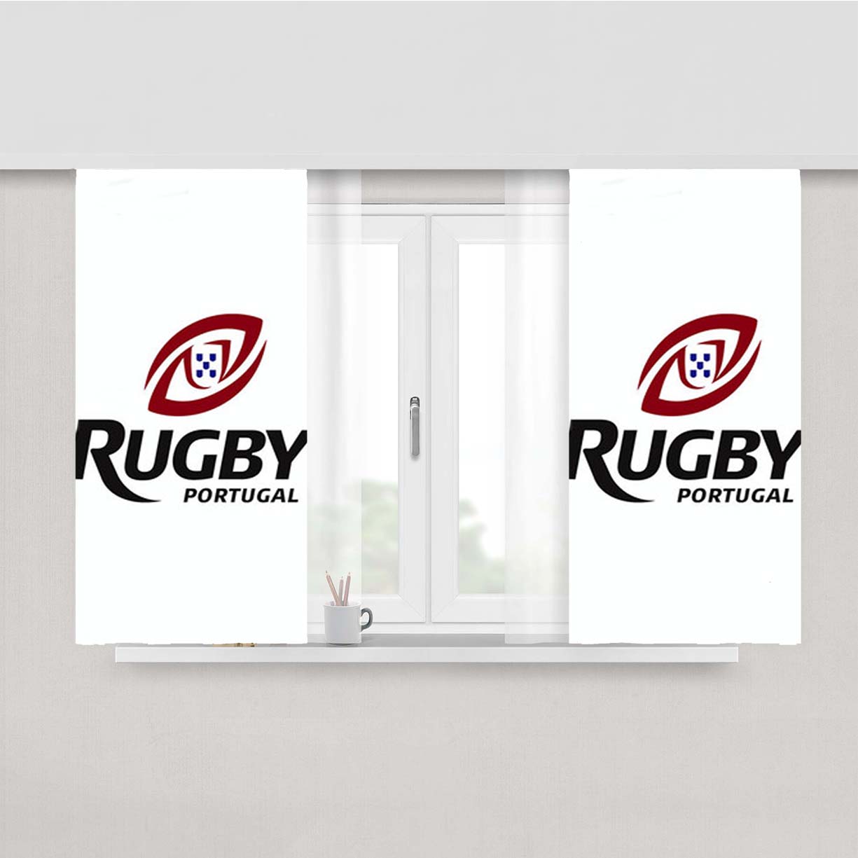 Rugby Portugal Logo Peach Skin Window Curtains