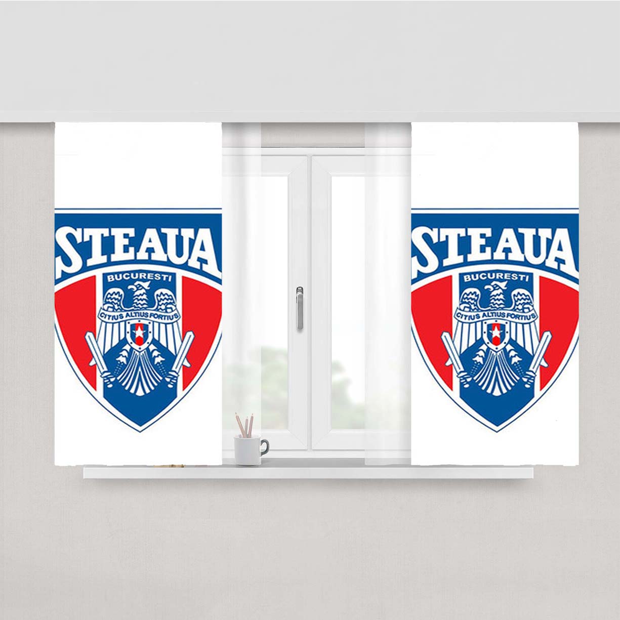 Rugby Steaua Logo Peach Skin Window Curtains