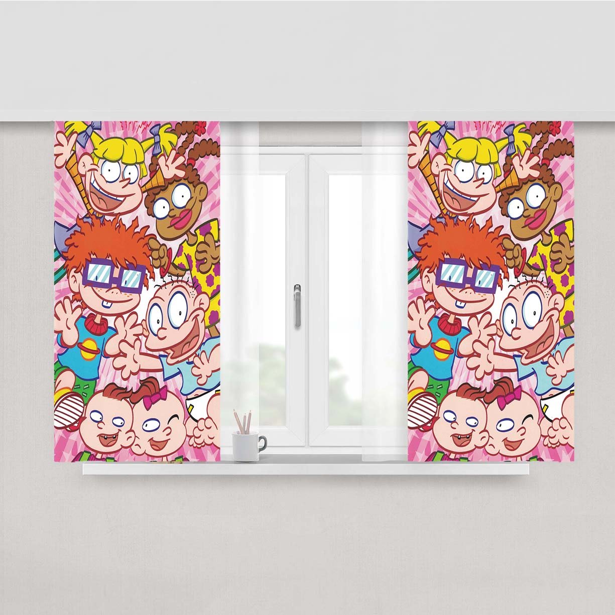 Rugrats All Character Poster Peach Skin Window Curtains