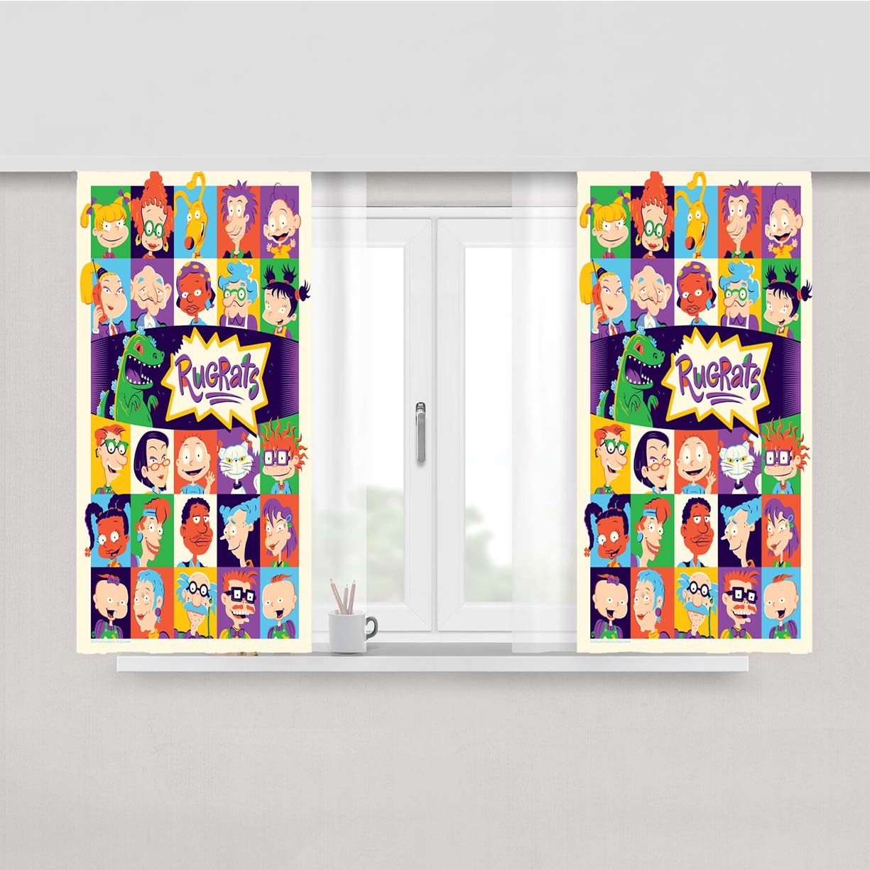 Rugrats Collage Peach Skin Window Curtains