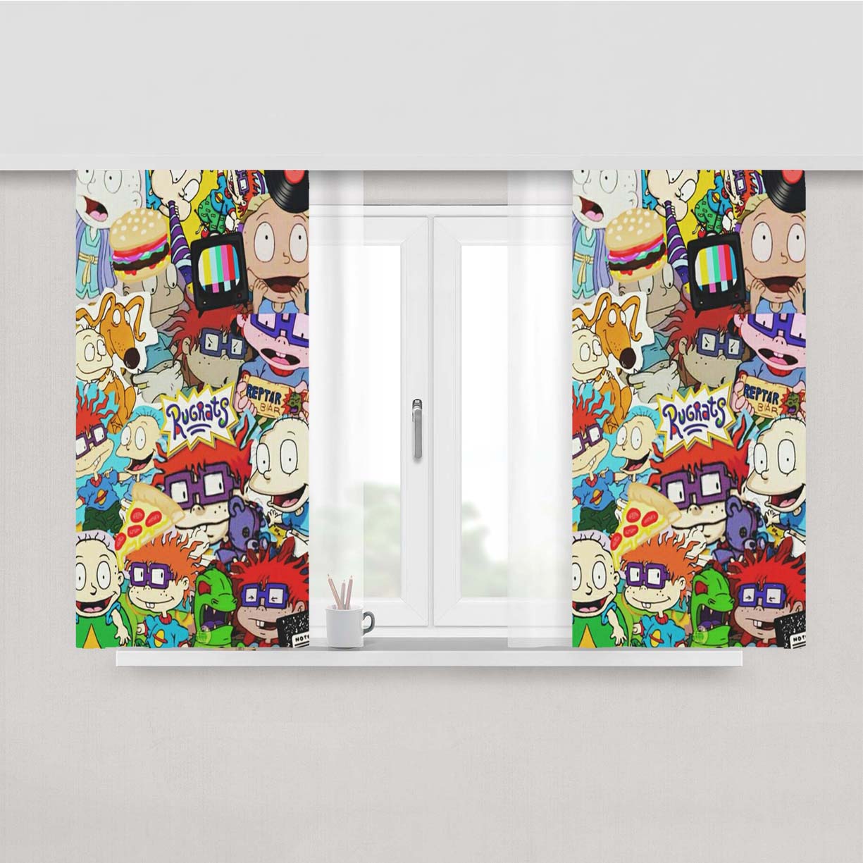 Rugrats Collage Wallpaper Peach Skin Window Curtains