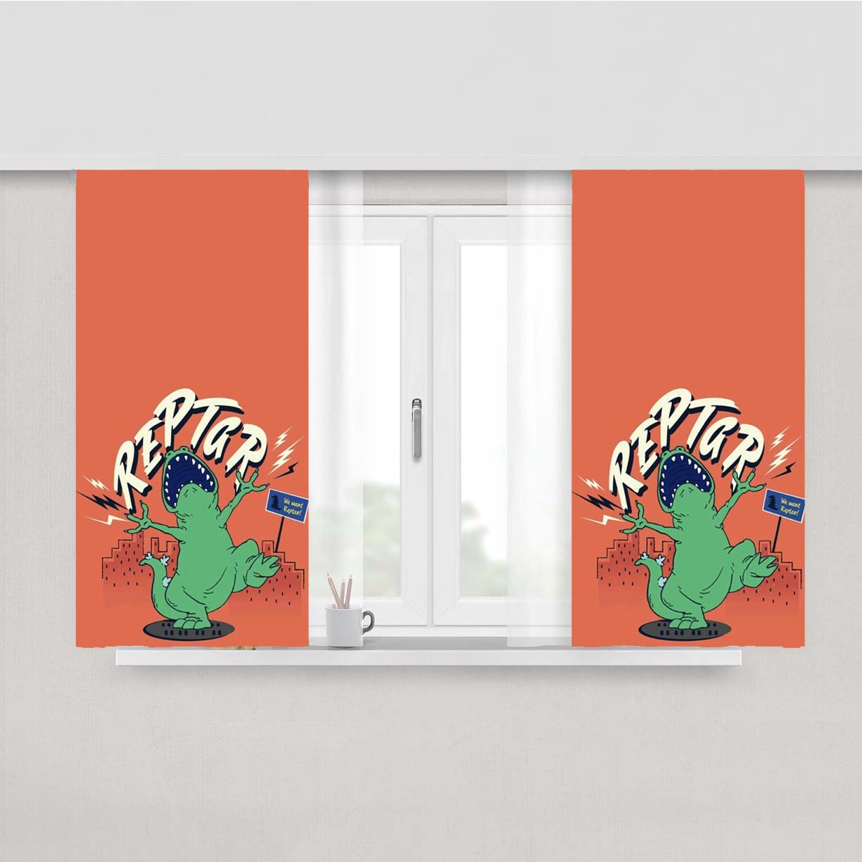 Rugrats I Am Reptar Peach Skin Window Curtains