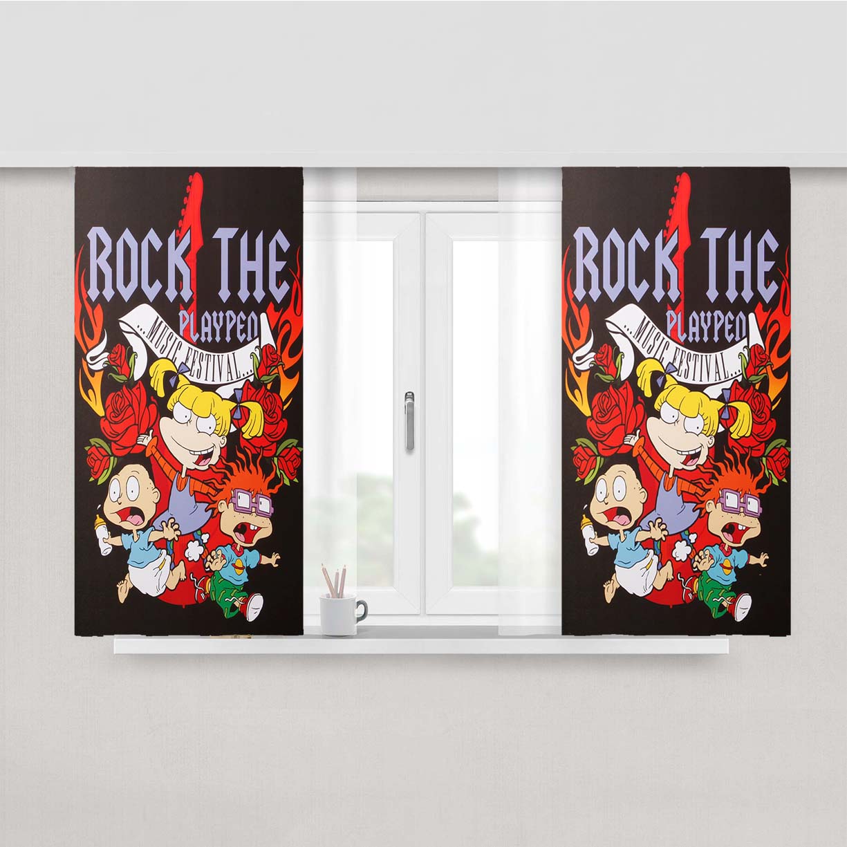Rugrats Music Festival Peach Skin Window Curtains
