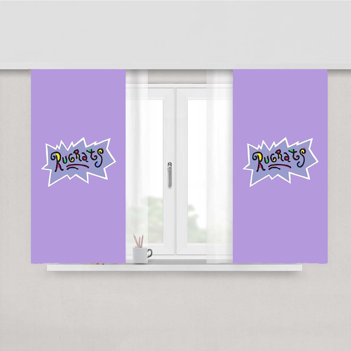 Rugrats Purple Pastel Color Wallpaper Peach Skin Window Curtains