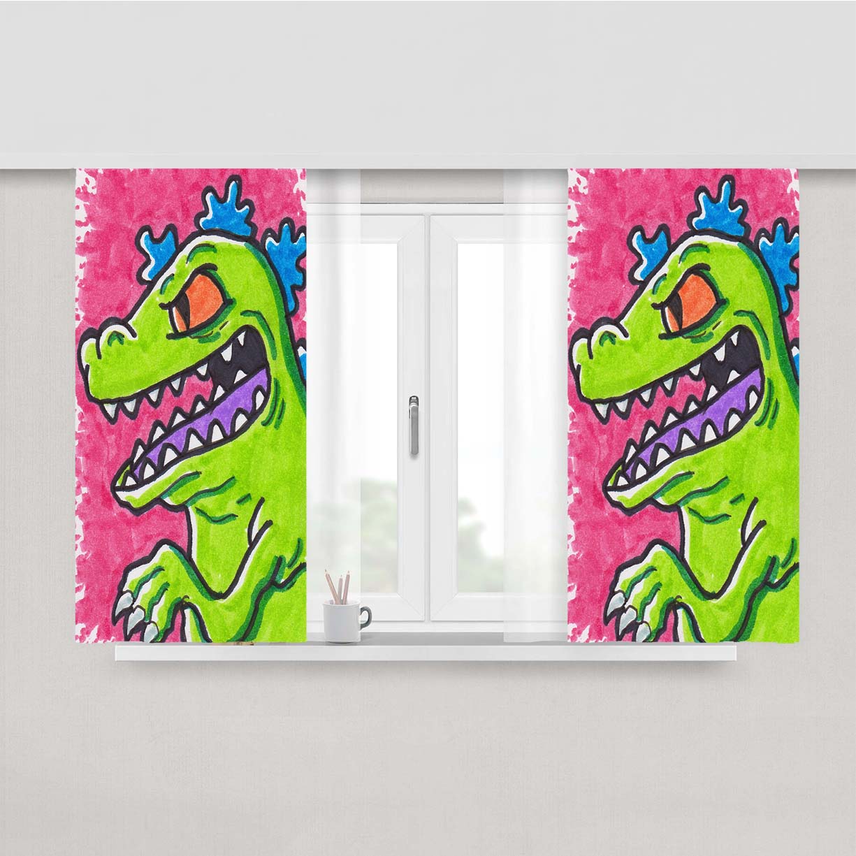 Rugrats Reptar Peach Skin Window Curtains