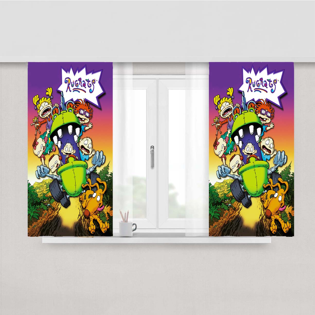 Rugrats Reptars Car Wallpaper Peach Skin Window Curtains