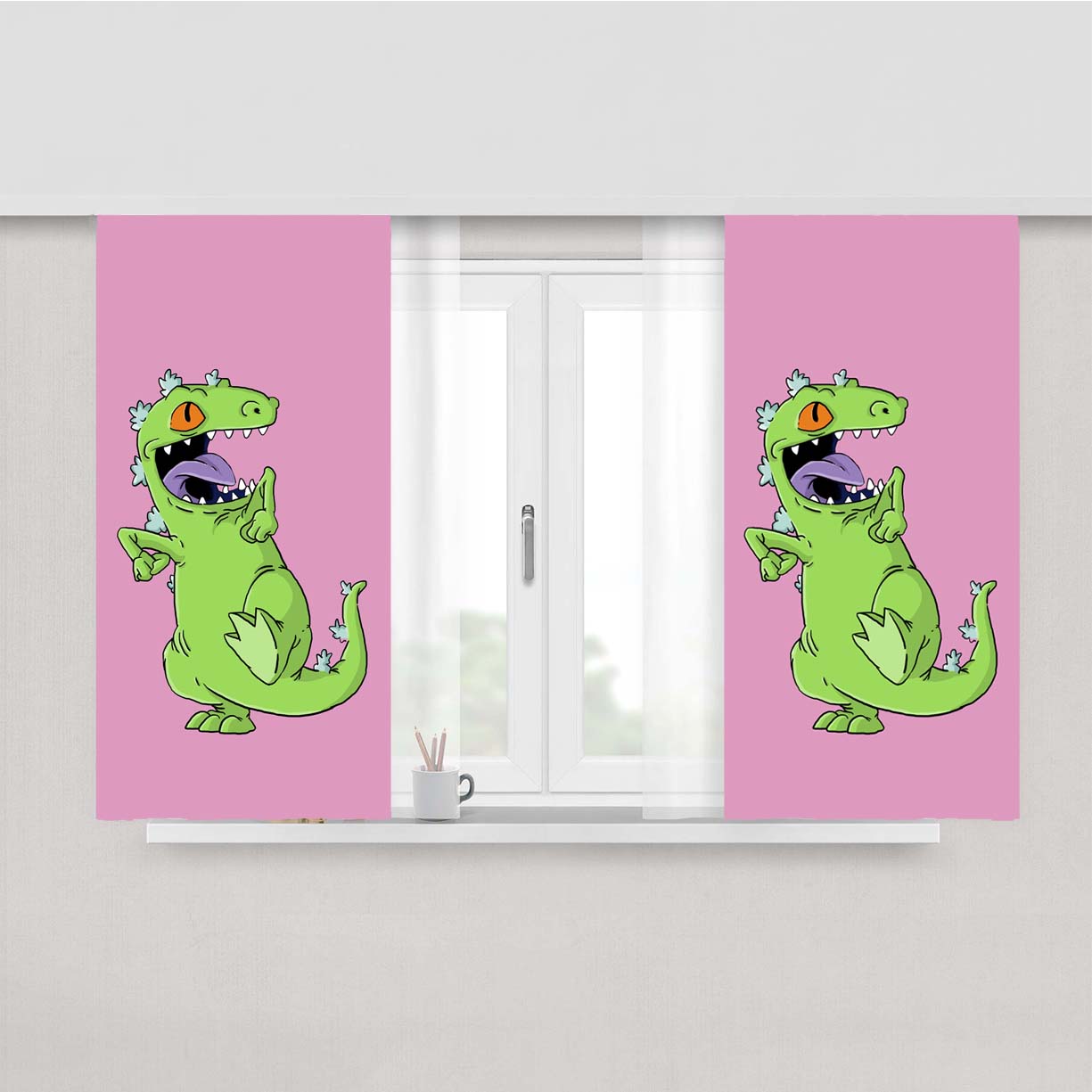 Rugrats Reptars Pink Wallpaper Peach Skin Window Curtains