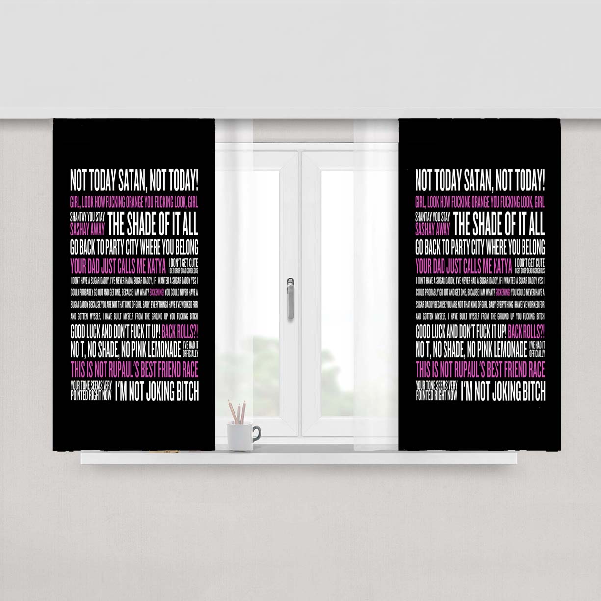 Rupaul'S Drag Race Quotes Peach Skin Window Curtains