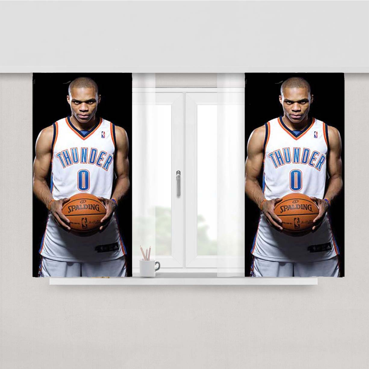 Russell Westbrook Peach Skin Window Curtains