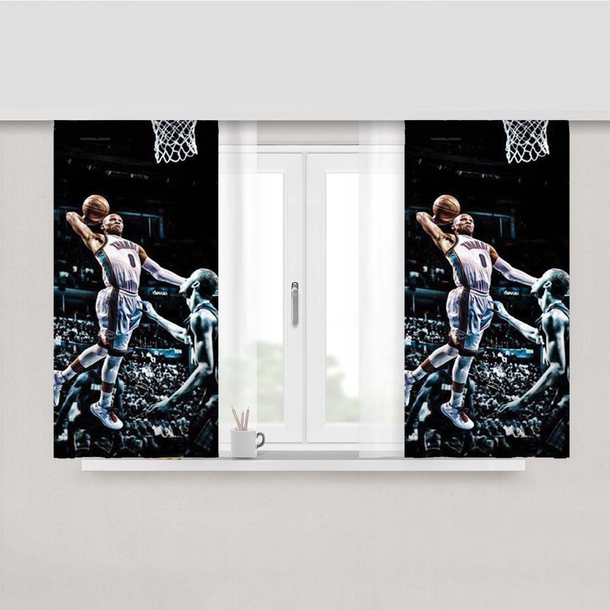 Russell Westbrook Paint Dunk Peach Skin Window Curtains