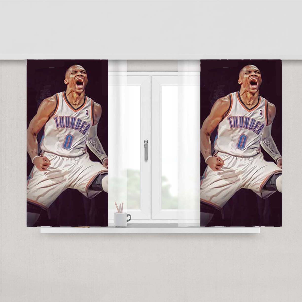 Russell Westbrook Scream Peach Skin Window Curtains