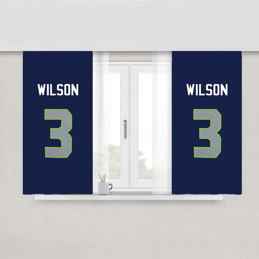 Russell Wilson Jersey Design Peach Skin Window Curtains