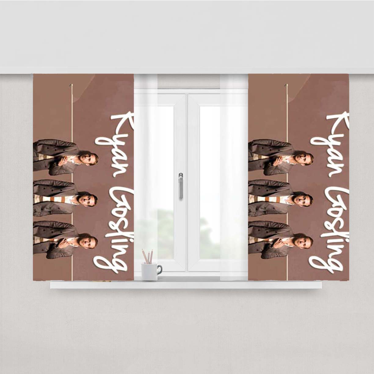Ryan Gosling Trio Peach Skin Window Curtains
