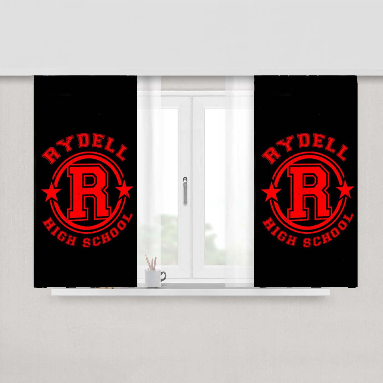 Rydell High School Grease Musical Movie 50S 70S John Travolta Peach Skin Window Curtains