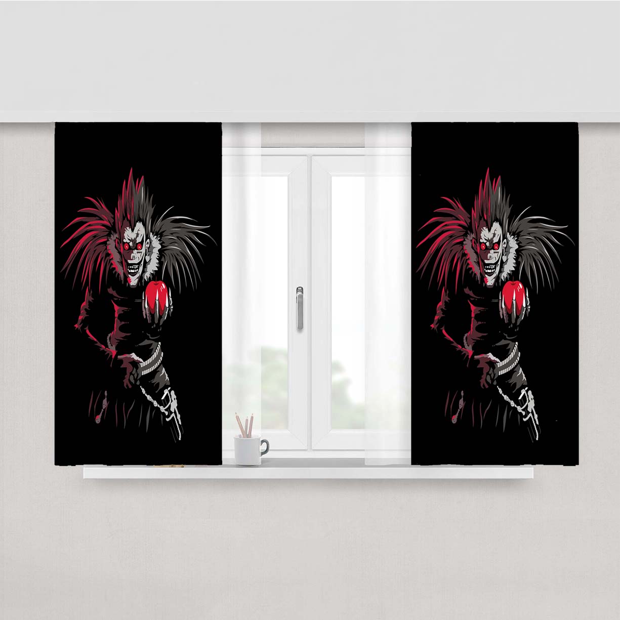 Ryuk Red Apple In Death Note Peach Skin Window Curtains