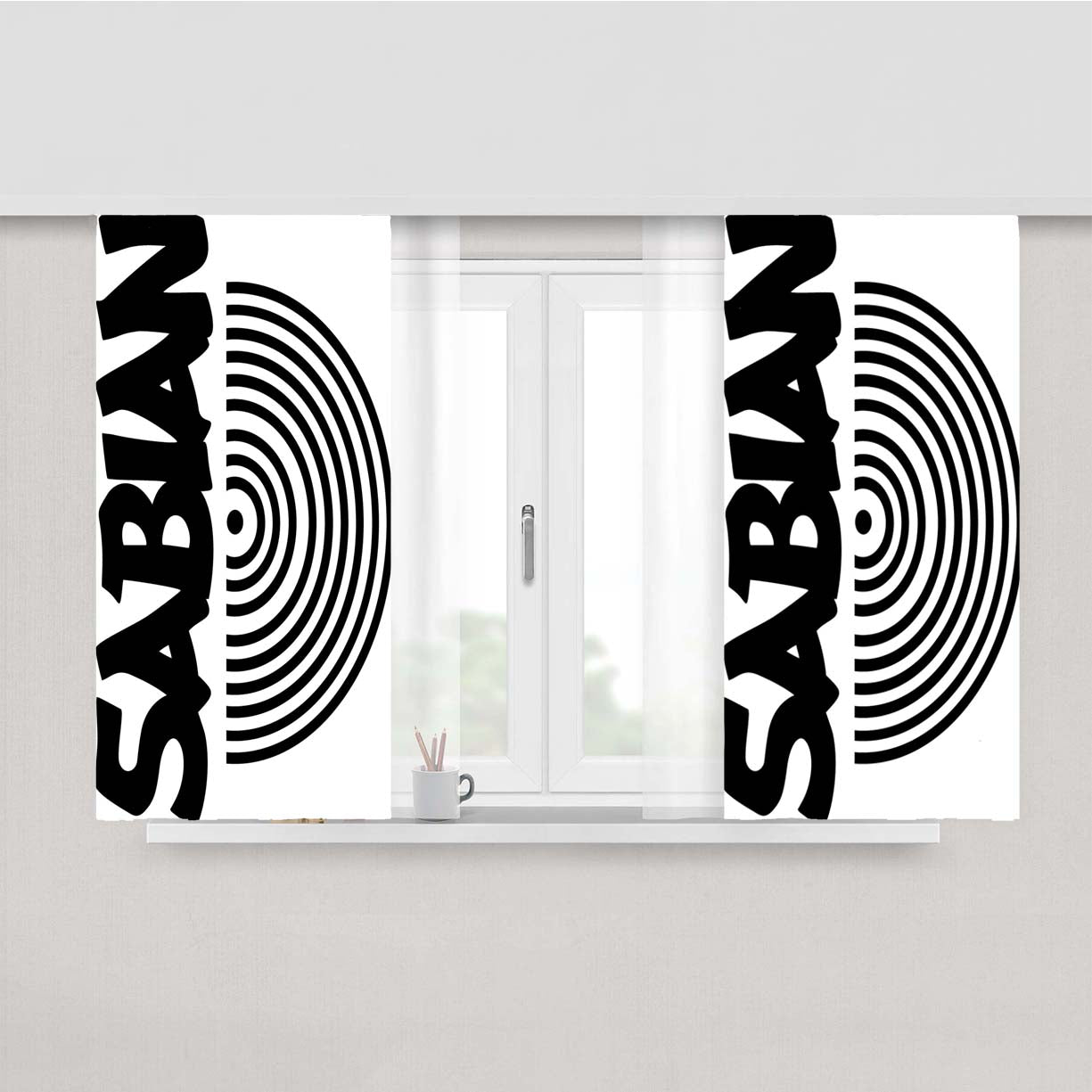 Sabian Logo Peach Skin Window Curtains