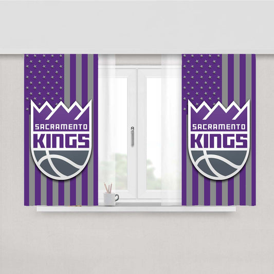 Sacramento Kings Logo Flag Peach Skin Window Curtains