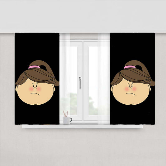 Sad Girl Clip Art Peach Skin Window Curtains