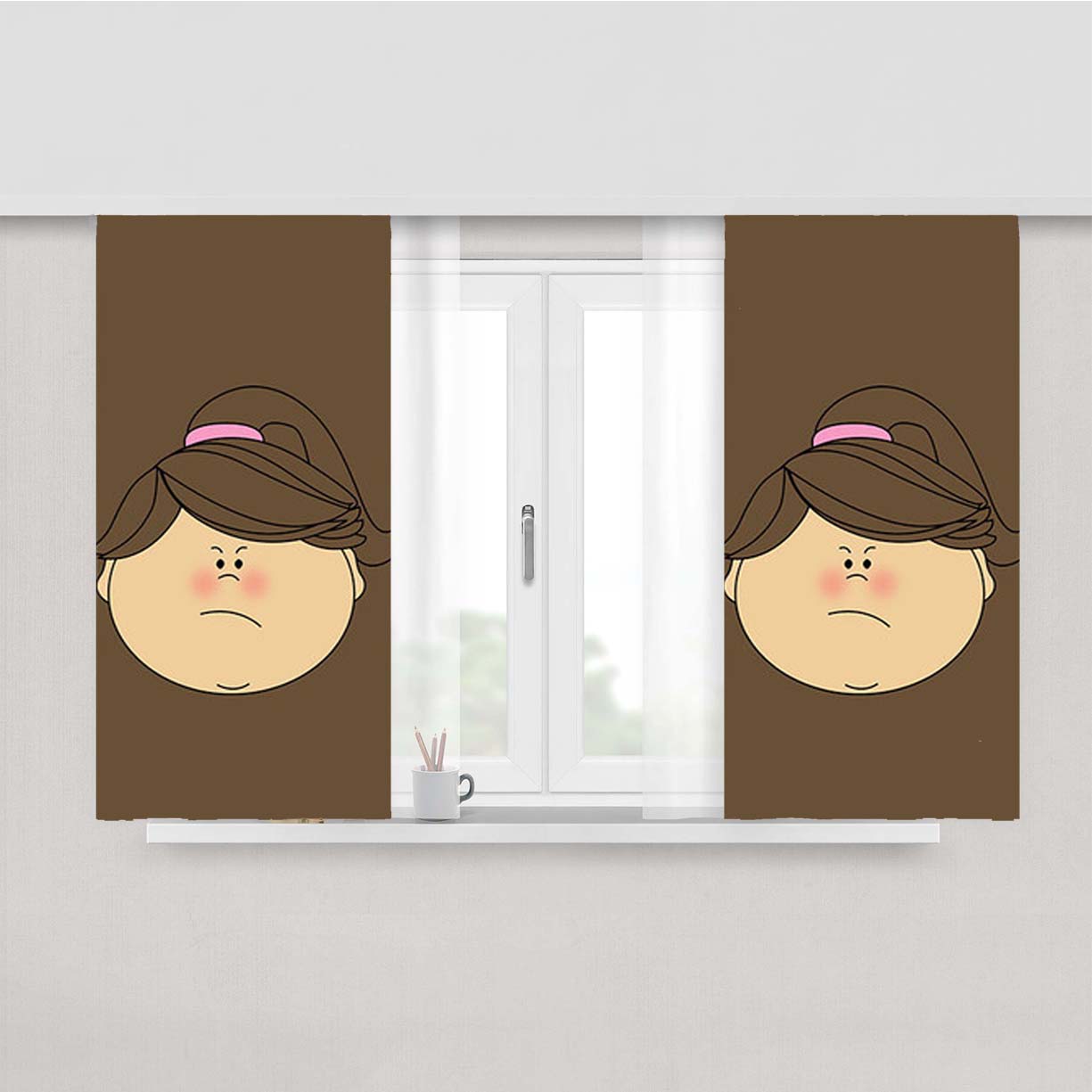 Sad Girl Clip Art Brown Peach Skin Window Curtains