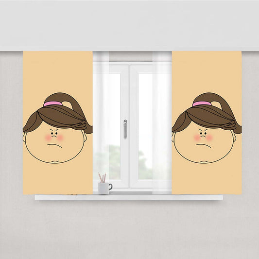 Sad Girl Clip Art Cream Peach Skin Window Curtains