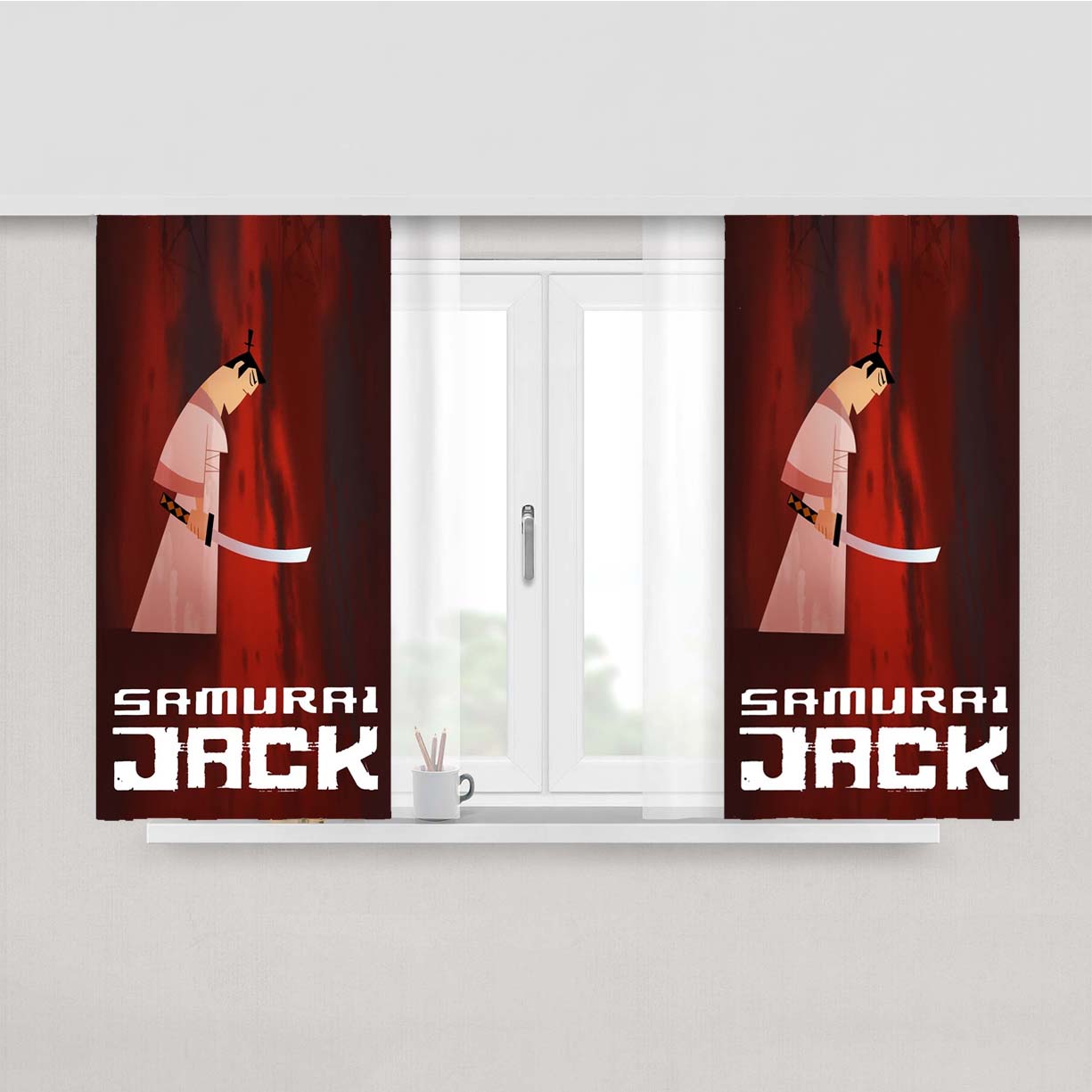 Sad Samurai Jack Peach Skin Window Curtains