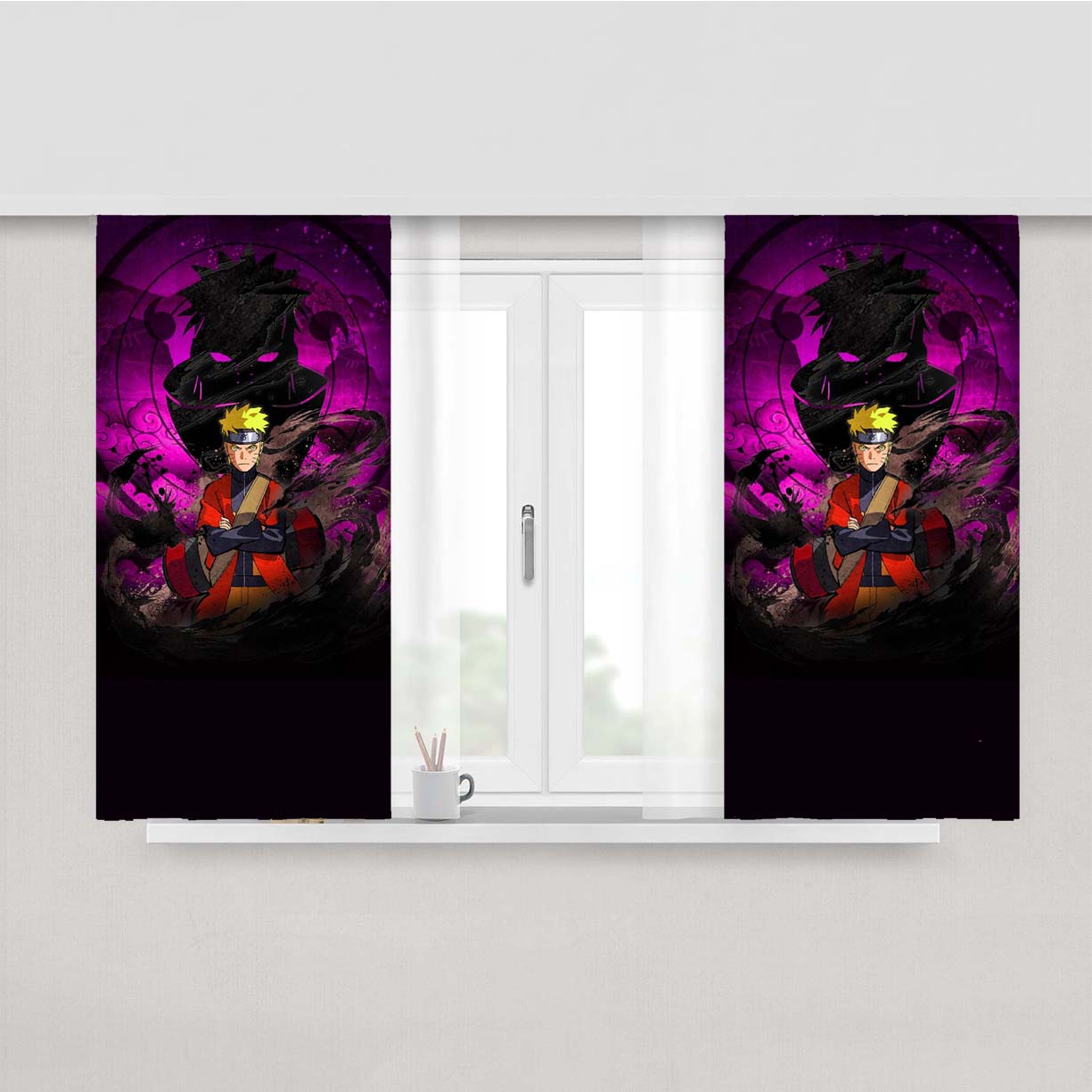 Sage Naruto Art Illustrations Galaxy Peach Skin Window Curtains