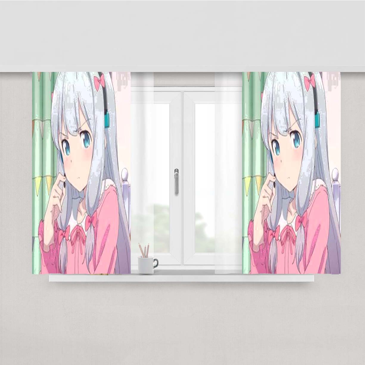 Sagiri Ero Manga Sensei Pink Peach Skin Window Curtains