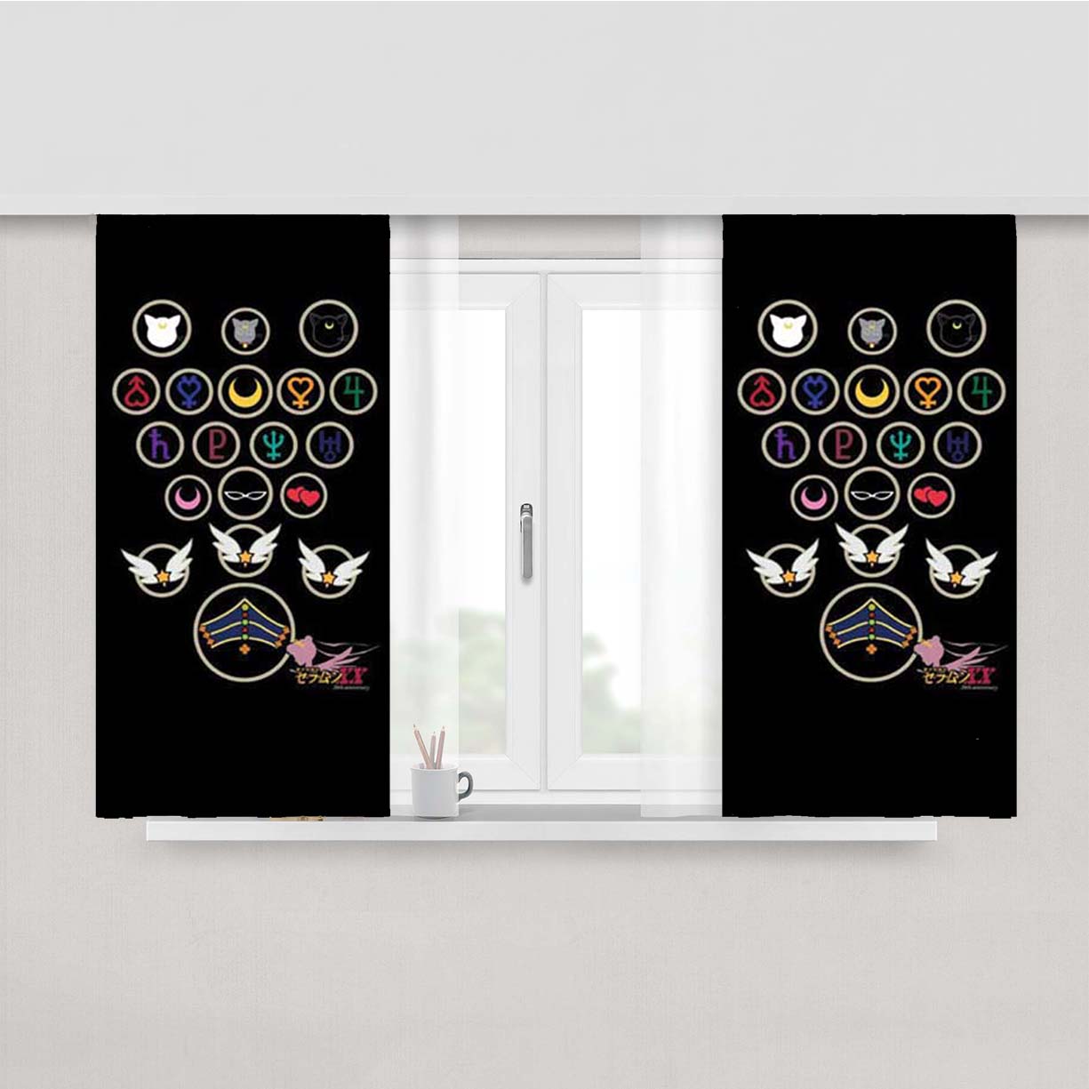 Sailor Moon Circles Peach Skin Window Curtains