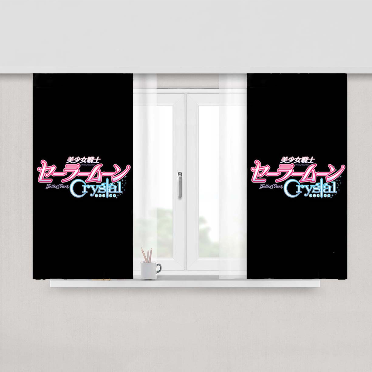 Sailor Moon Crystal Logo Peach Skin Window Curtains