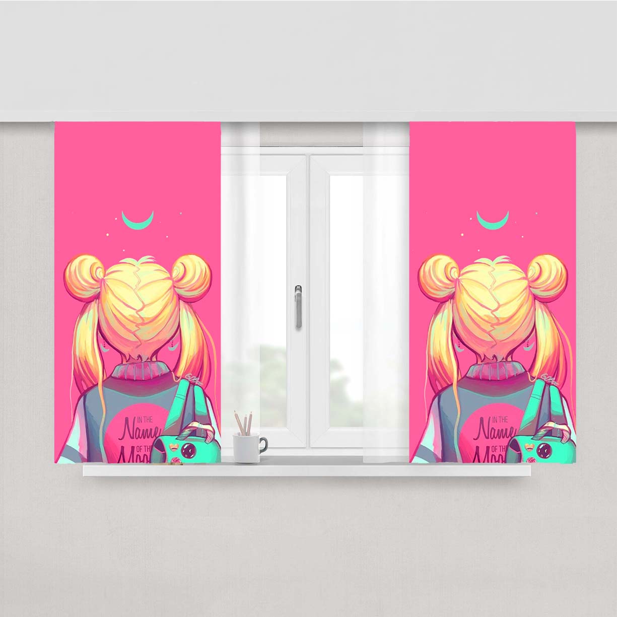 Sailor Moon In The Name Of The Moon Peach Skin Window Curtains