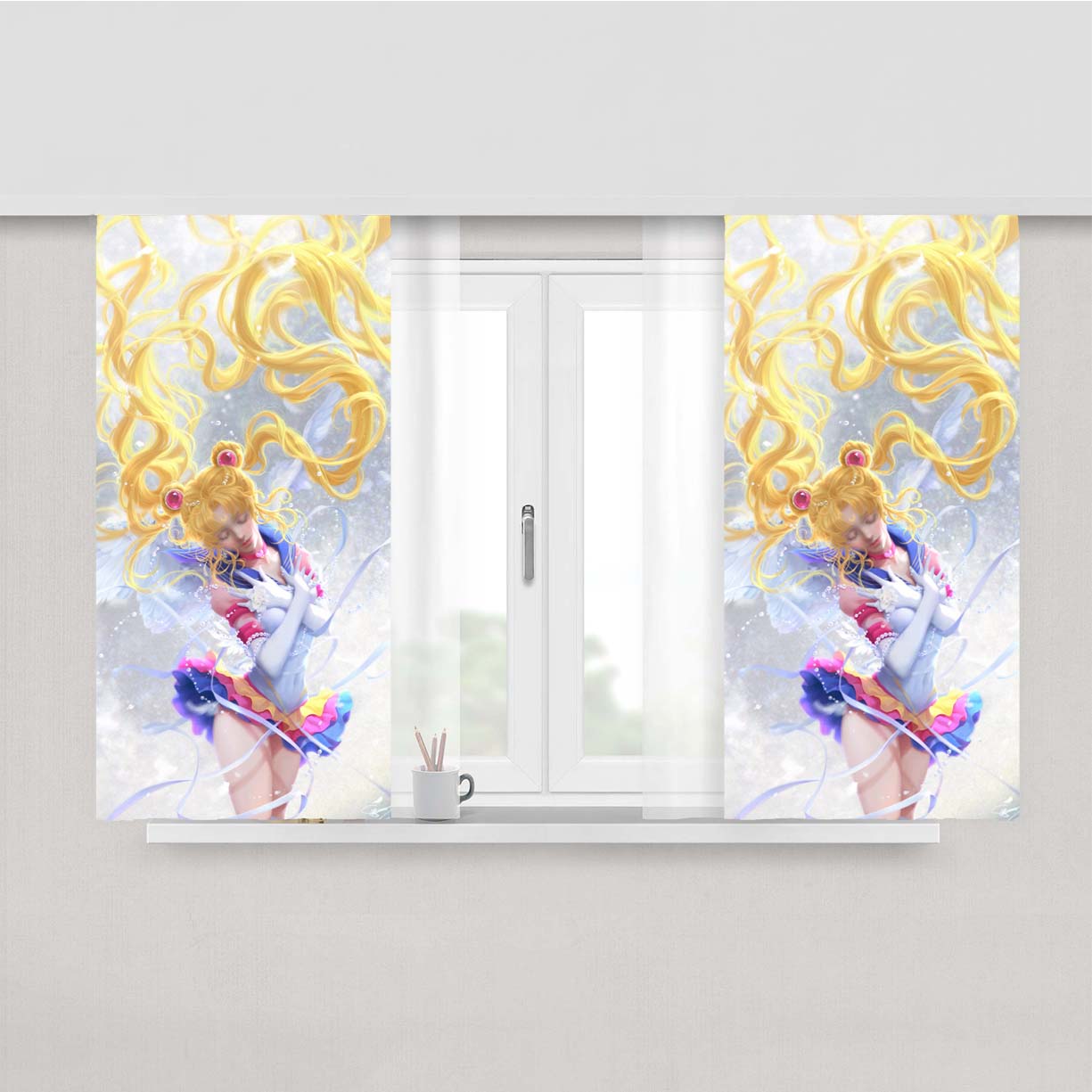 Sailor Moon Usagi Tsukino Fan Art Peach Skin Window Curtains