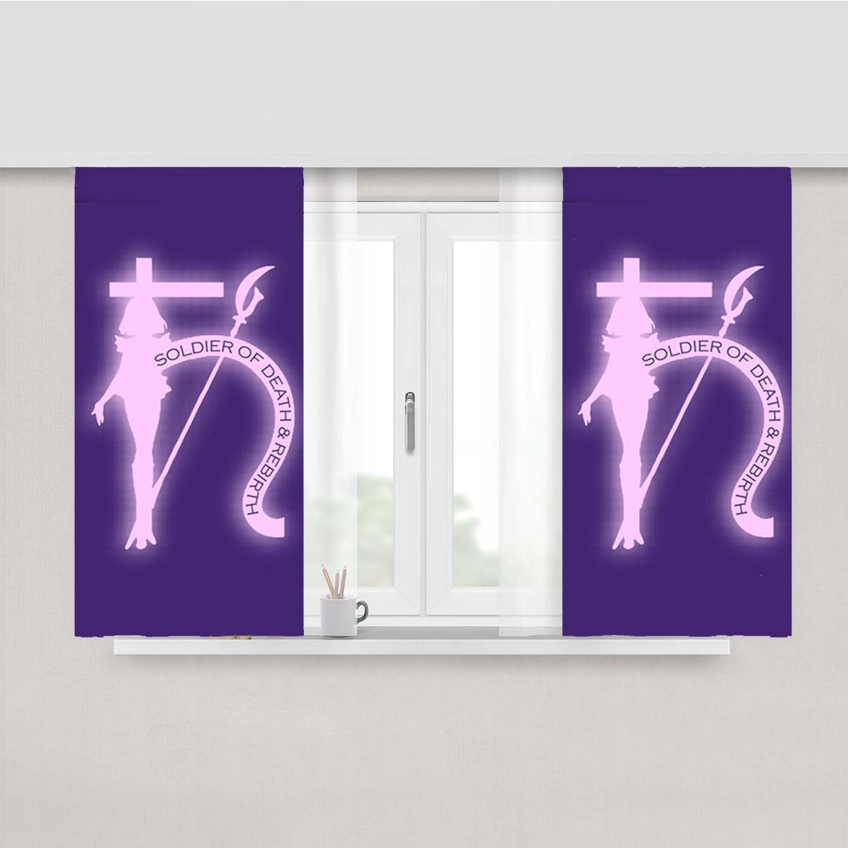 Sailor Saturn Symbol Peach Skin Window Curtains