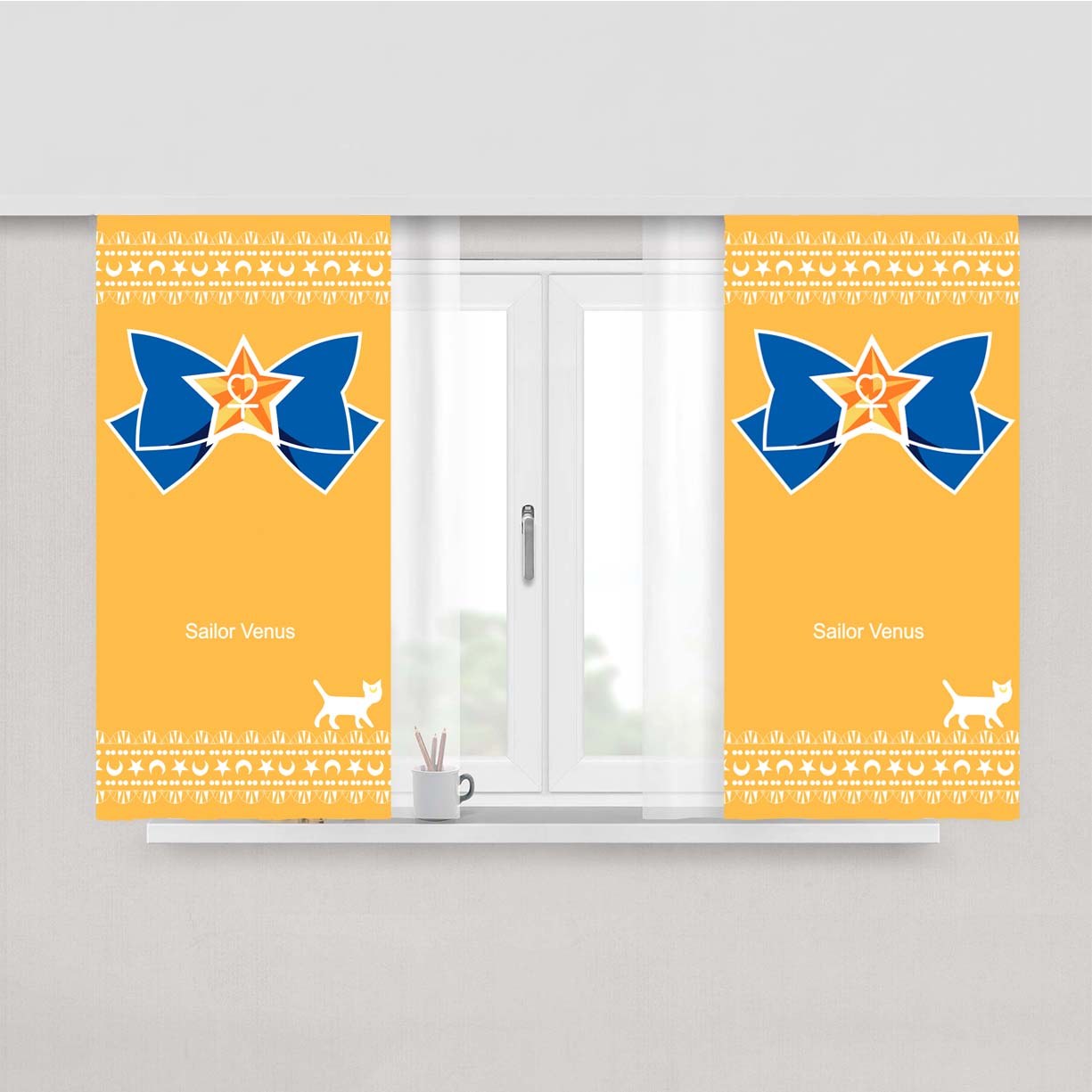 Sailor Venus Orange Peach Skin Window Curtains