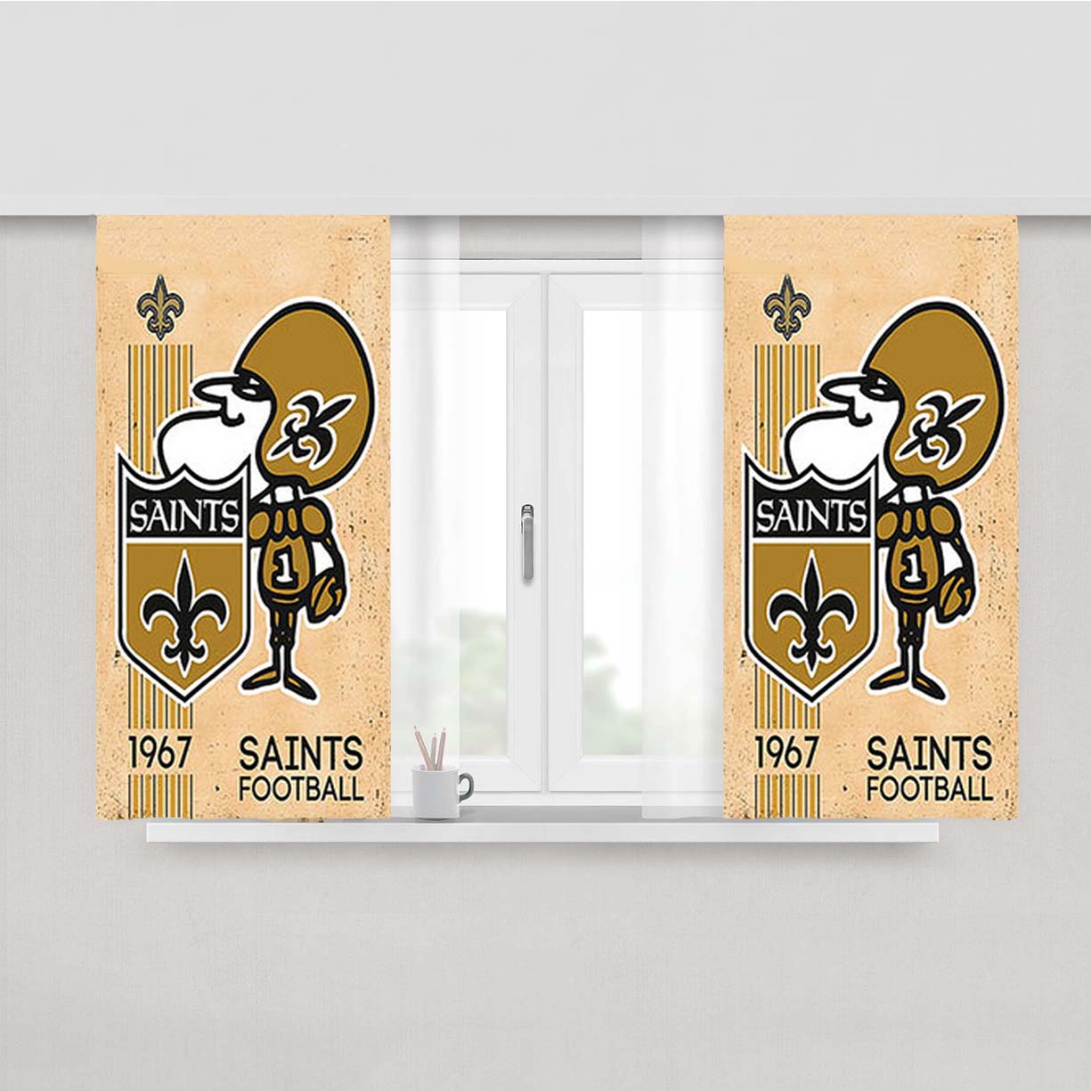 Saints Football Logo Peach Skin Window Curtains