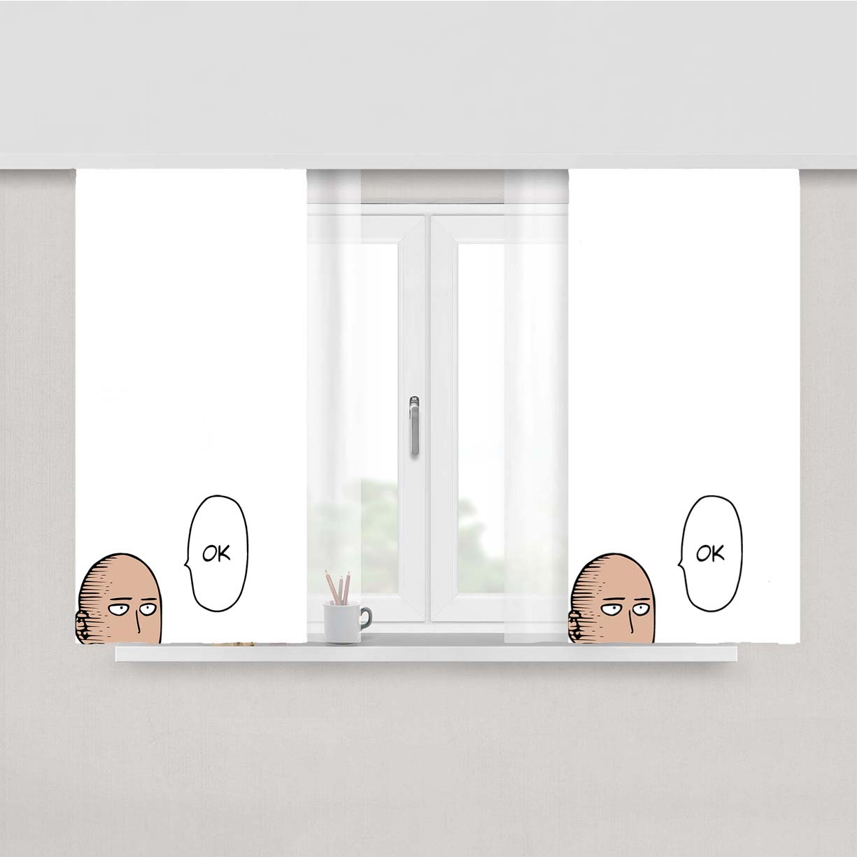 Saitama Ok One Punch Man Peach Skin Window Curtains