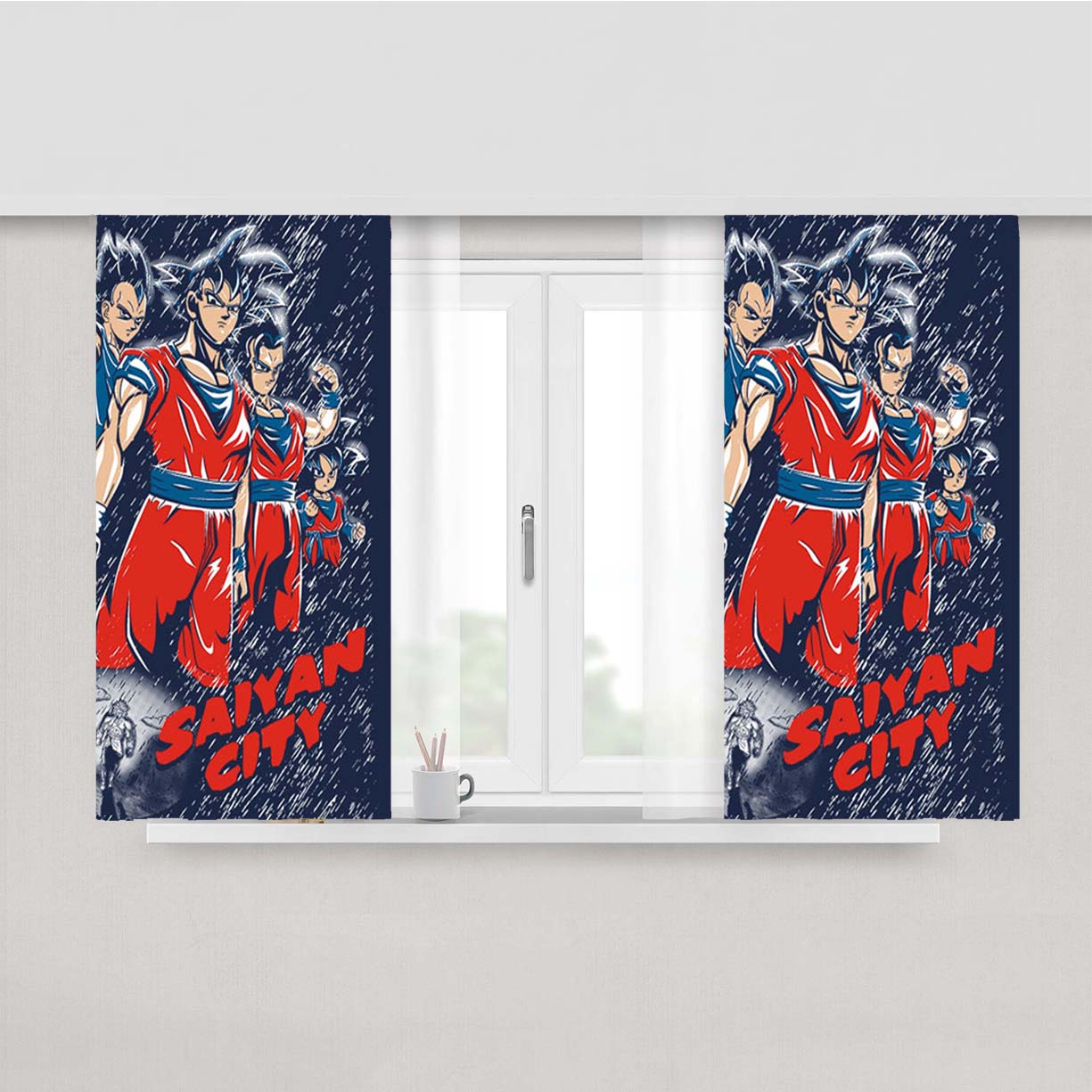 Saiyan City Peach Skin Window Curtains