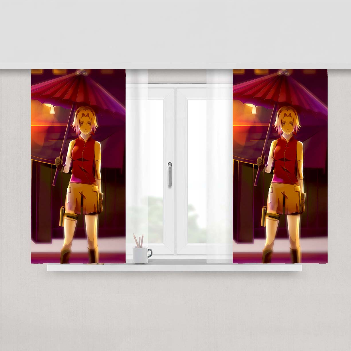 Sakura Haruno Peach Skin Window Curtains