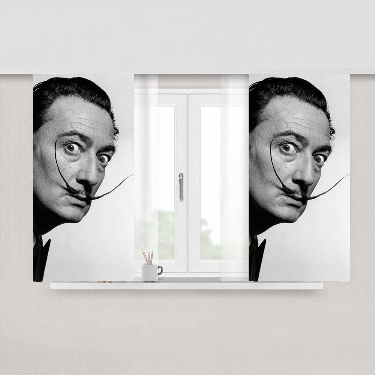 Salvador Dali Mustache Peach Skin Window Curtains