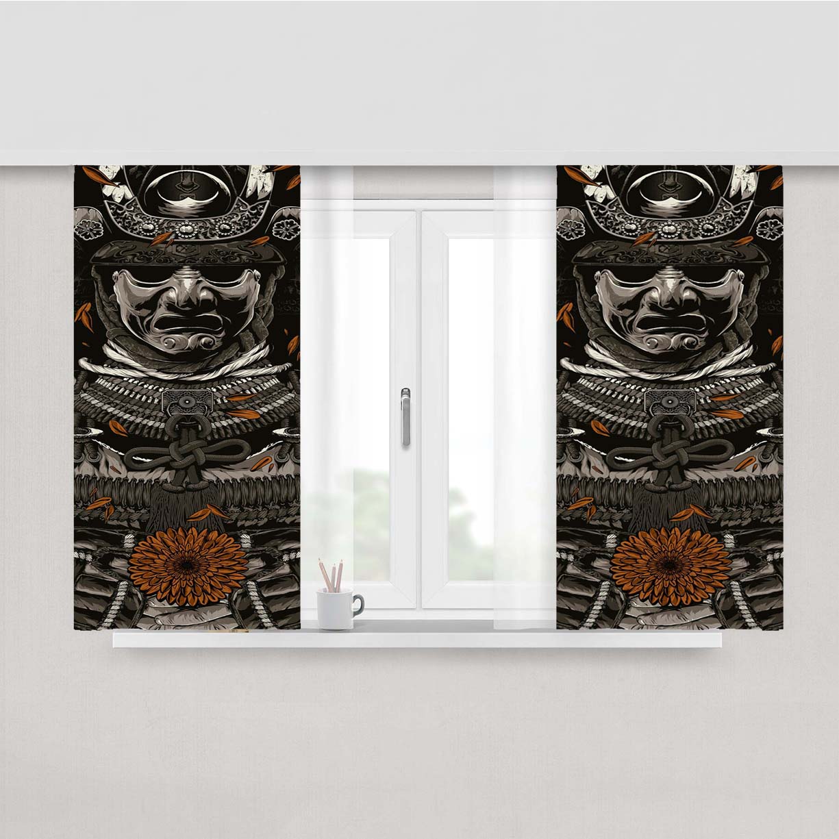Samurai Rose Japan Peach Skin Window Curtains