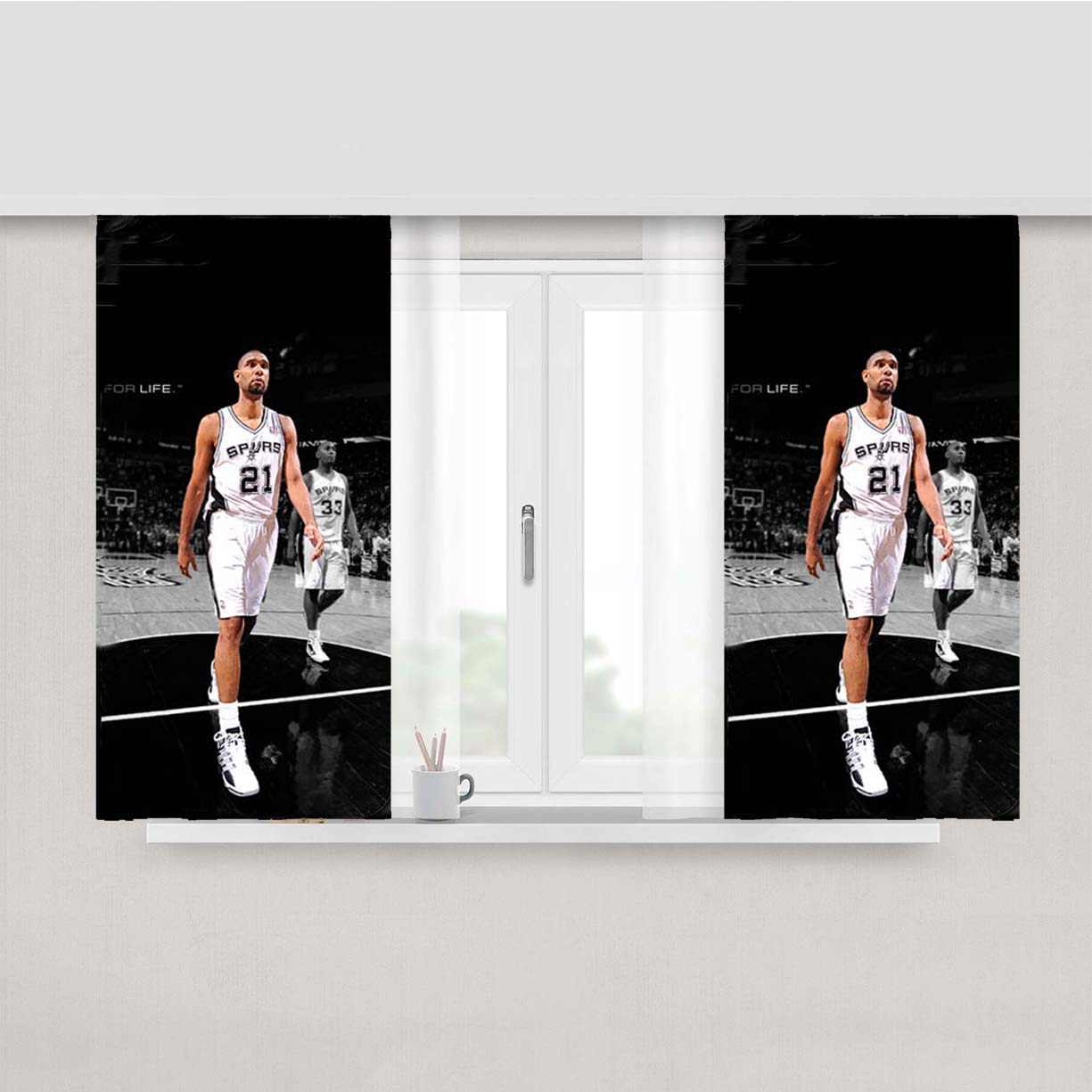 San Antonio Spurs Duncan Peach Skin Window Curtains
