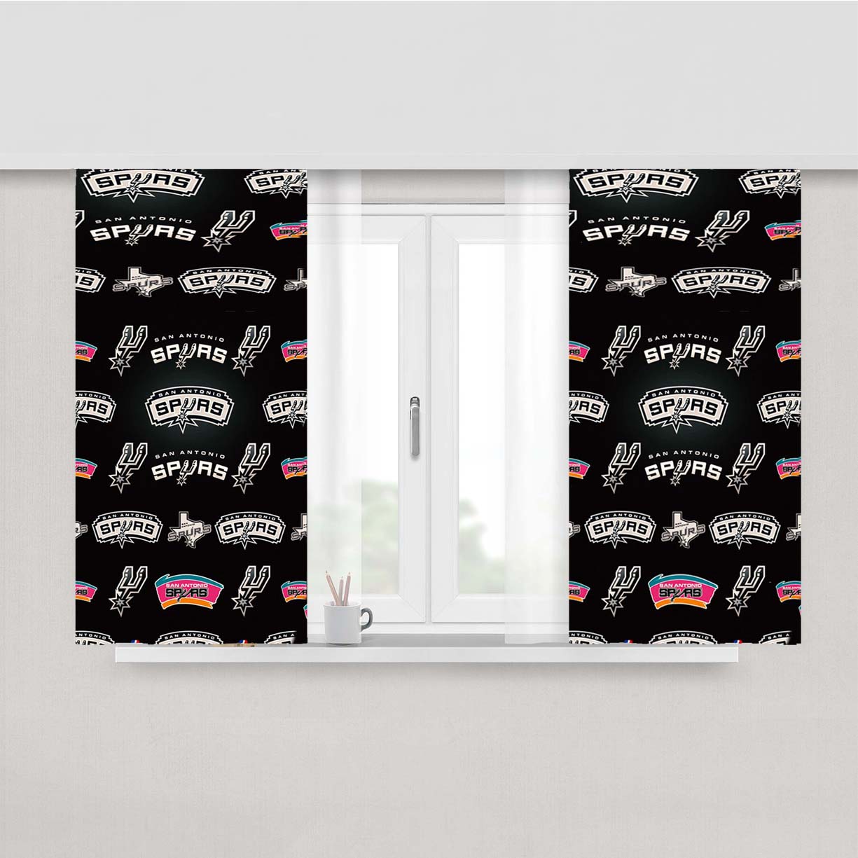 San Antonio Spurs Symbols 5 Peach Skin Window Curtains