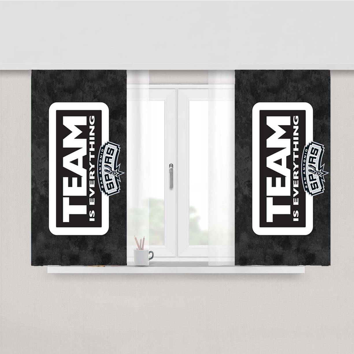 San Antonio Spurs Team Is Everything Peach Skin Window Curtains