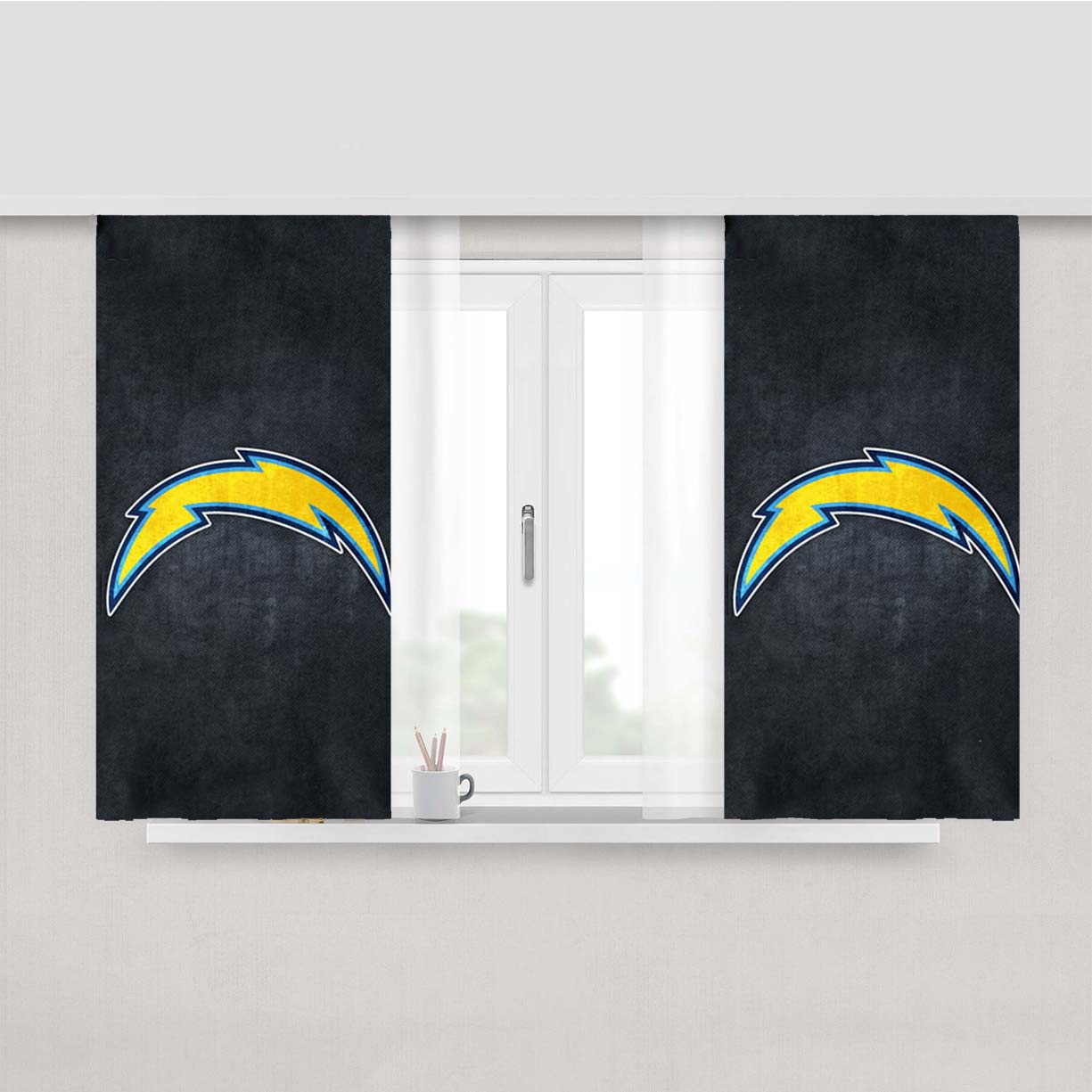 San Diego Chargers Black Peach Skin Window Curtains