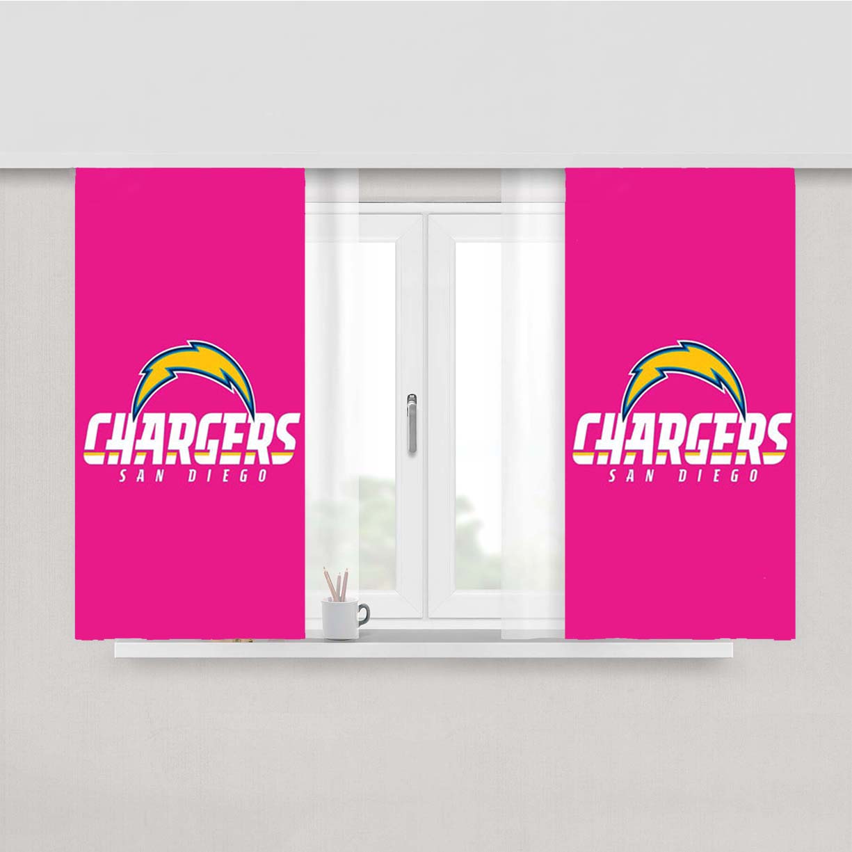 San Diego Chargers Pink Peach Skin Window Curtains