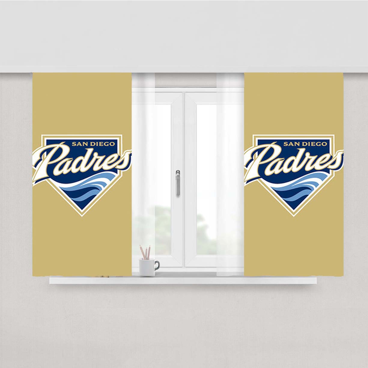 San Diego Padres Baseball Logo Gold Peach Skin Window Curtains
