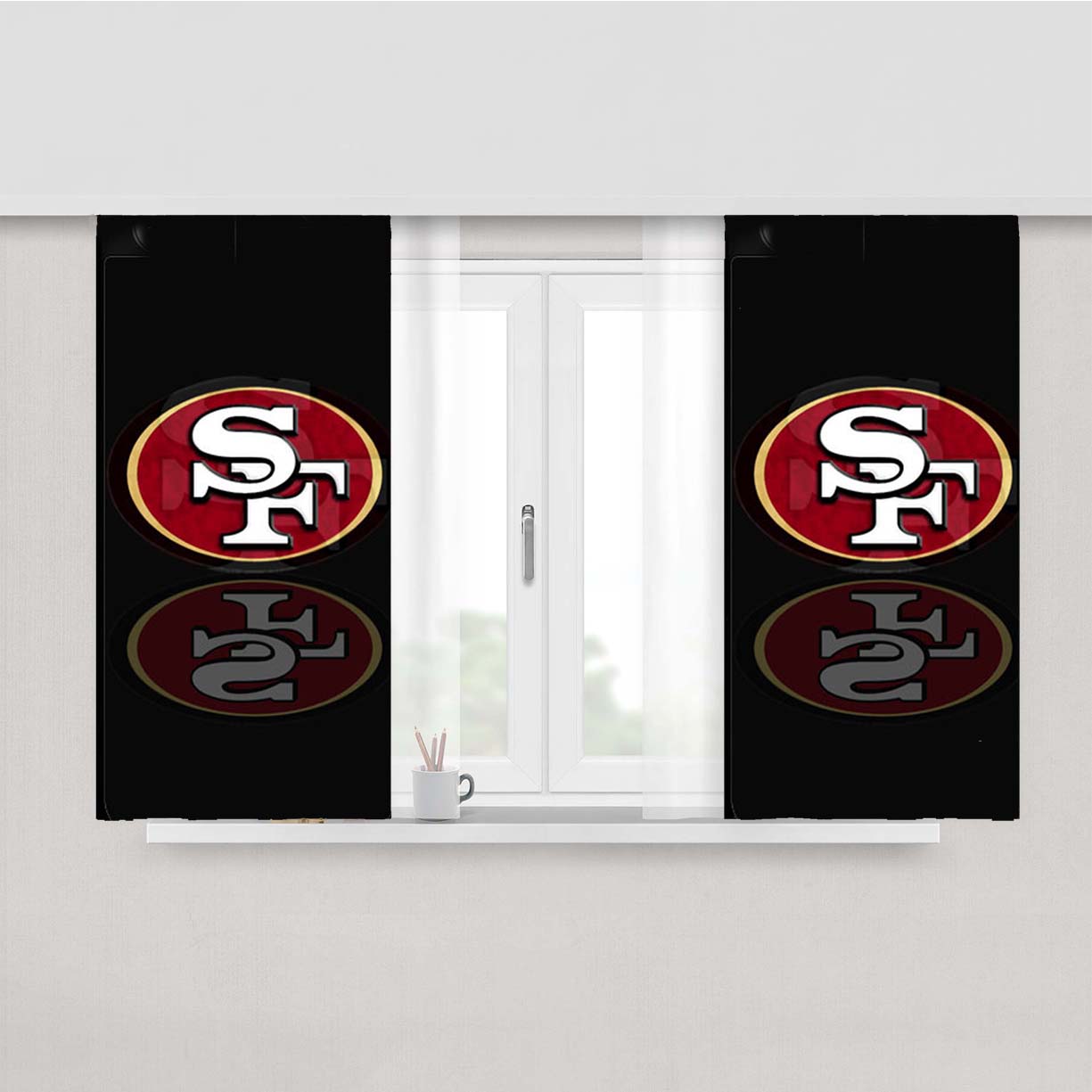 San Francisco 49Ers Black Peach Skin Window Curtains