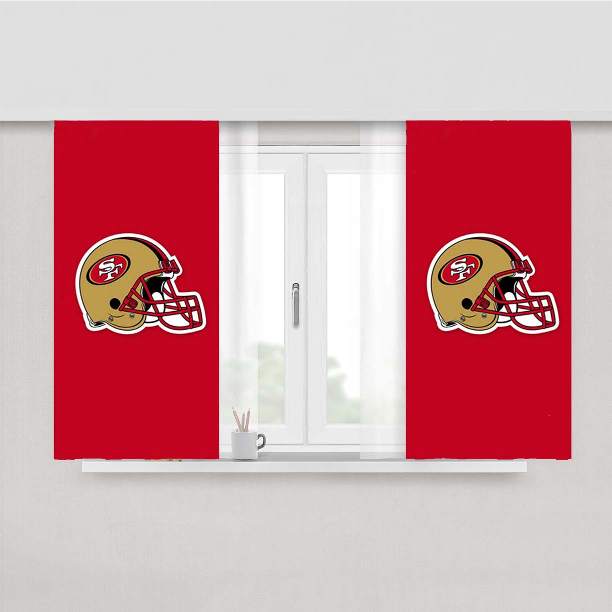 San Francisco 49Ers Helm Peach Skin Window Curtains