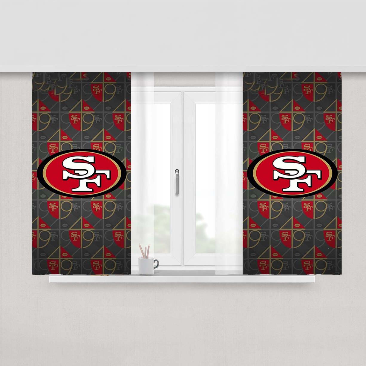 San Francisco 49Ers Logo Peach Skin Window Curtains