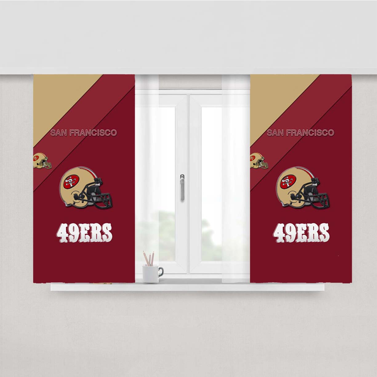 San Francisco 49Ers Logo Helm Peach Skin Window Curtains
